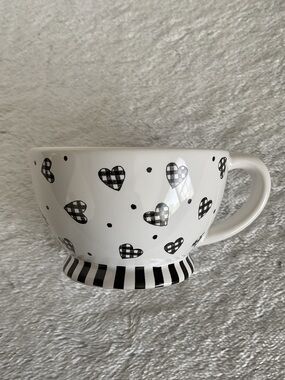 Vintage Enesco Children Of The Inner Light Mug Cup Black & White Hearts